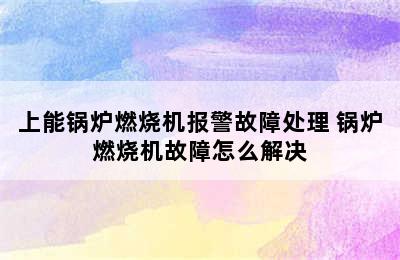 上能锅炉燃烧机报警故障处理 锅炉燃烧机故障怎么解决